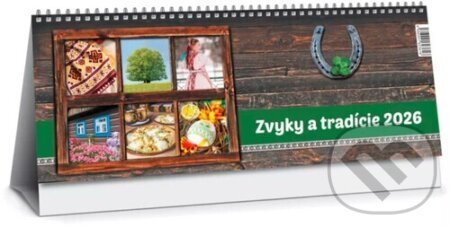 Stolový kalendár Zvyky a tradície 2026 (2-týždenný, riadkový)