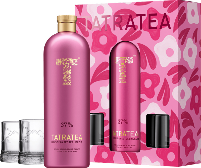 Tatratea Hibiscus & Red + 2 sklenice 37% 0,7l (darčekové balenie 2 poháre)