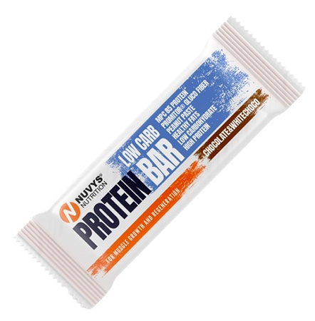 Nuvys Proteinová tyčinka LOW CARB 50 g - čokoláda/bílá čokoláda