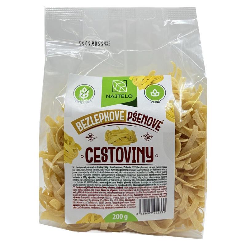 NAJTELO Bezlepkové pšeničné široké nudle 200 g