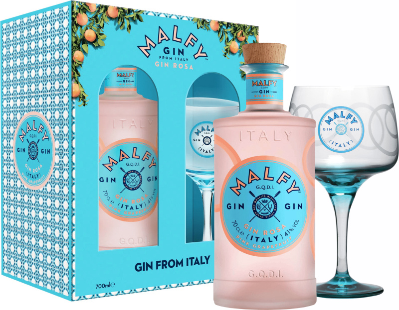 Malfy Gin Rosa + 1 sklenice 41% 0,7l (darčekové balenie 1 pohár)