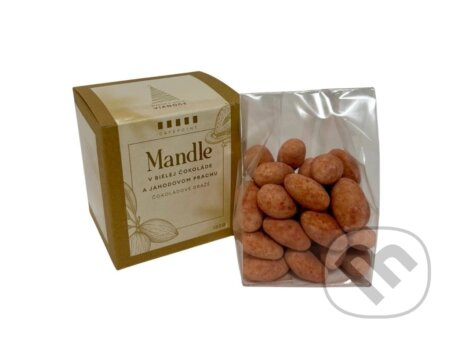 Vianočné dražé - mandle v bielej čokoláde s jahodami