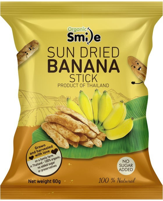 ORGANIC SMILE | Sušené Banánky (Tyčinky) - 60g (Thajsko) - 10 Balení - (600g) SMIL4
