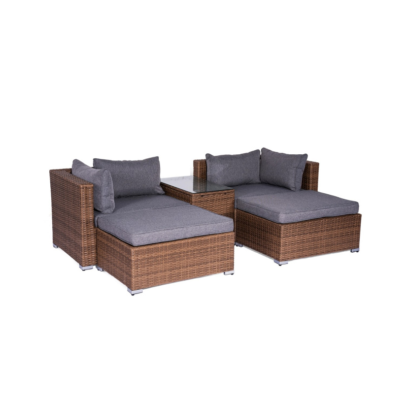 Sestava zahradního nábytku Olea, polyratan, tmavě šedá/hnědá, 5dílná