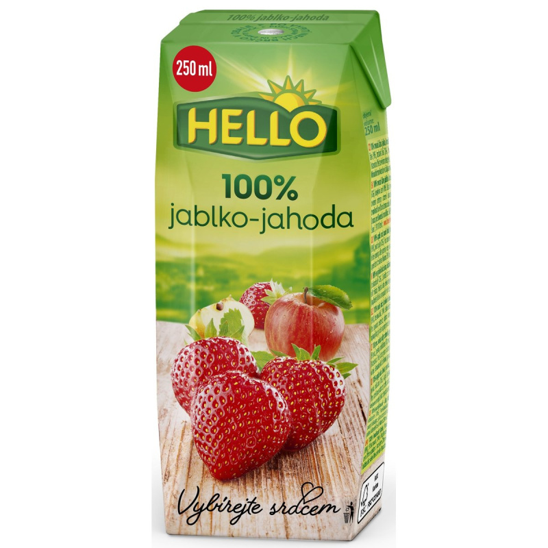 Hello 100% jablko-jahoda 250 ml