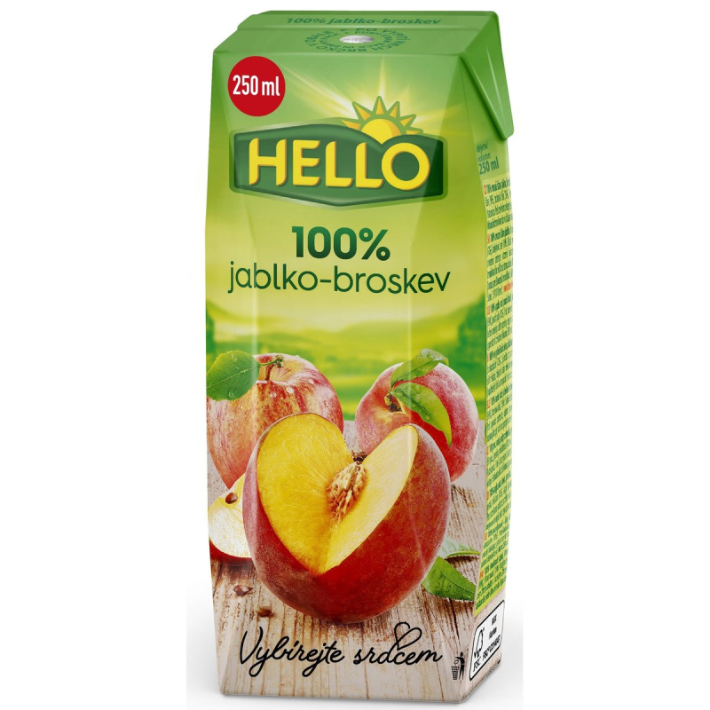 Hello 100% jablko - broskev 250 ml