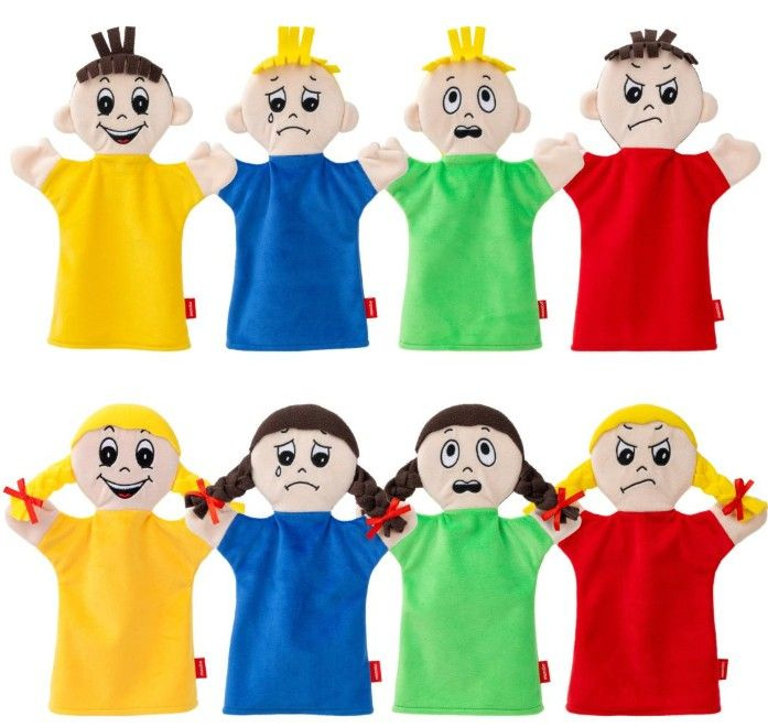 Sada Emoce, 4+4 kusů maňásků v textilním pytlíku