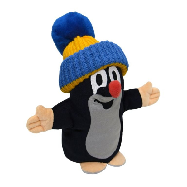 Moravská Ústředna - Krtek 25 cm modro-žlutý kulich, maňásek, plyšová hračka