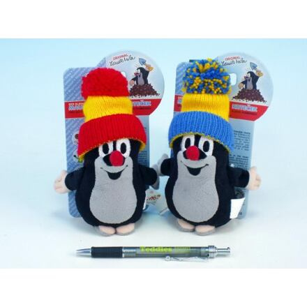 Krtek s kulichem modro žlutým 15 cm