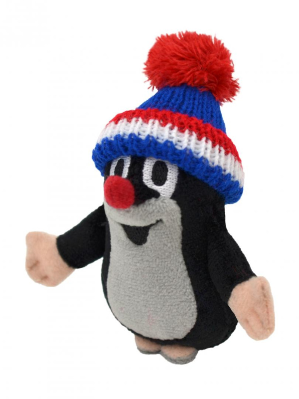 Krteček plyšový v kulichu 12 cm