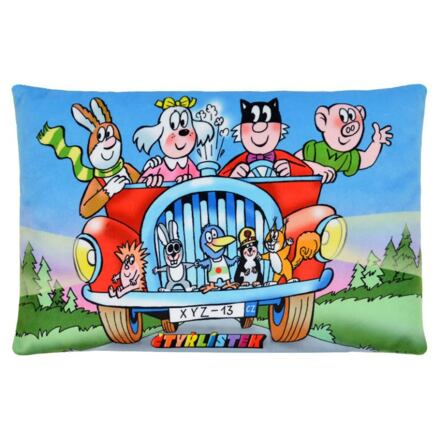 Moravská Ústředna Polštář 32x21cm Čtyřlístek,auto