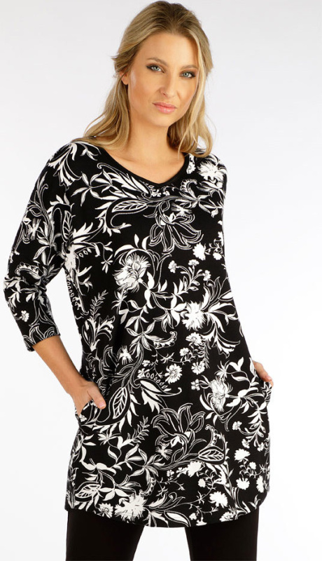 Dámská tunika LITEX s 3/4 rukávem černá Velikost: XXL