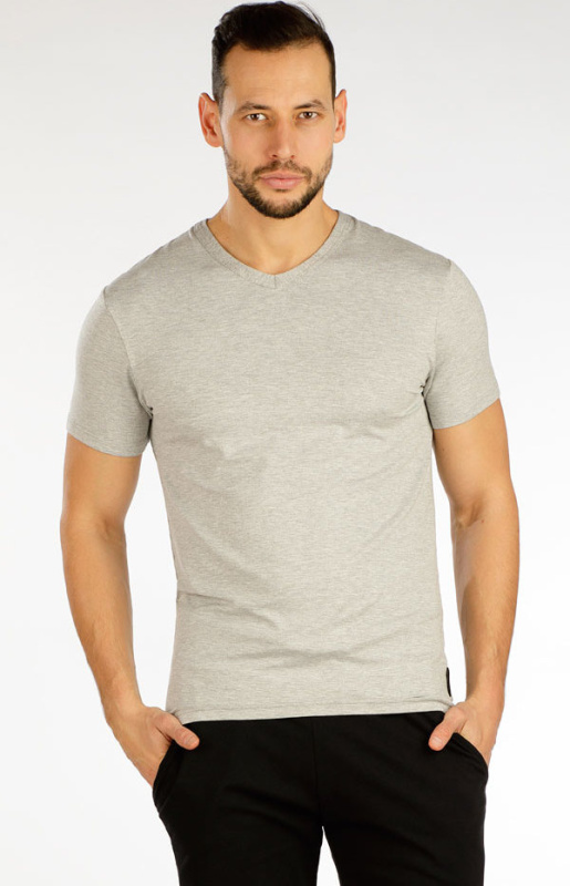 Pánské triko LITEX s krátkým rukávem šedé Barva: světle šedé melé, Velikost: L