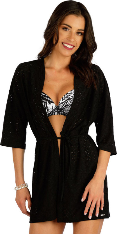 Cardigan plážový LITEX s 3/4 rukávem černý Barva: černá, Velikost: M