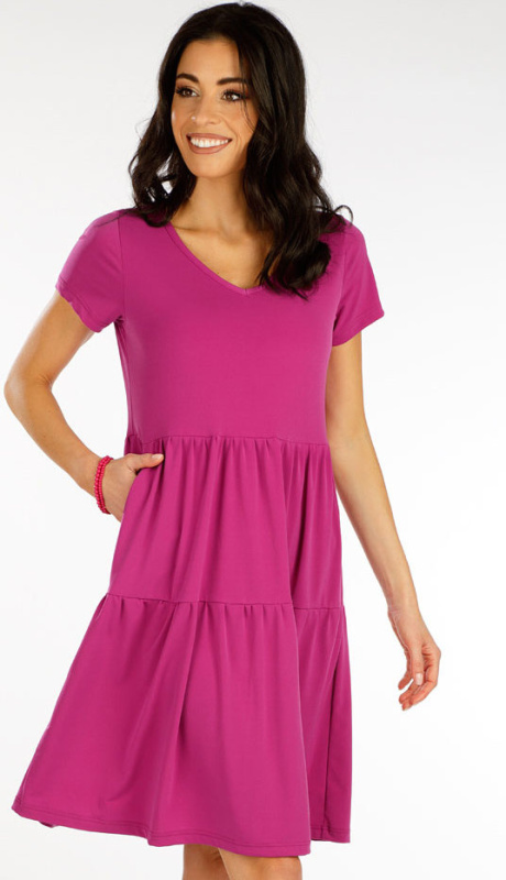 Dámské šaty LITEX s krátkým rukávem fialové Barva: tmavě šeříková, Velikost: XL