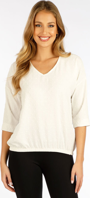 Dámská halenka LITEX s 3/4 rukávem bílá Barva: smetanová, Velikost: XL