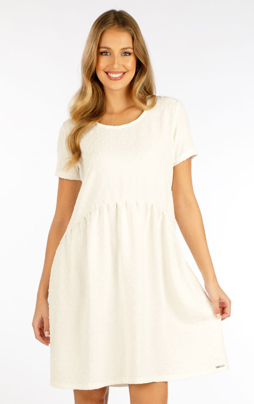 Dámské šaty LITEX s krátkým rukávem smetanové Barva: smetanová, Velikost: S