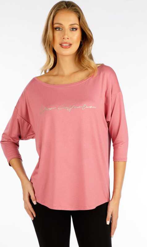 Dámské triko LITEX s 3/4 rukávem růžové Barva: 340, Velikost: XL