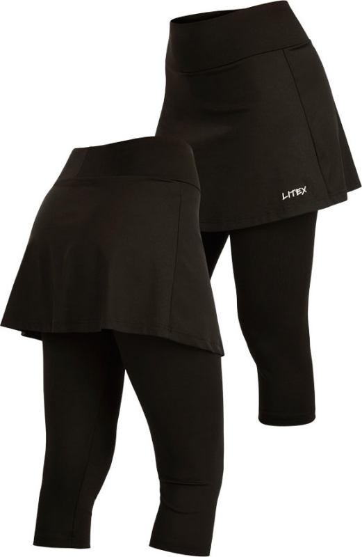 Dámské funkční legíny LITEX v 3/4 délce se sukní černé Barva: černá, Velikost: S