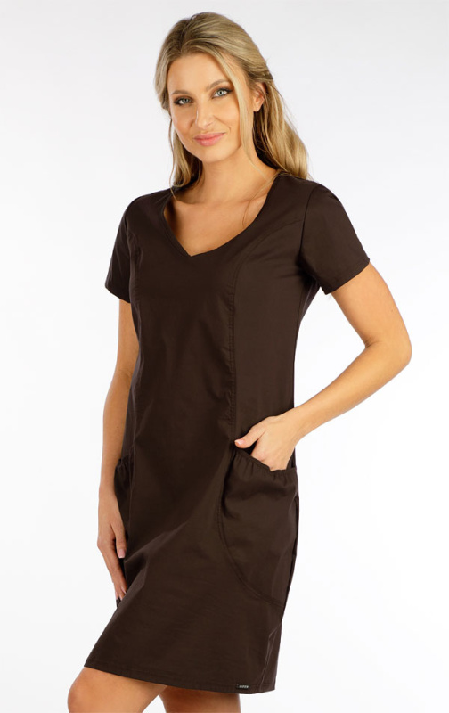 Dámské šaty LITEX s krátkým rukávem černé Barva: čokoládová, Velikost: S