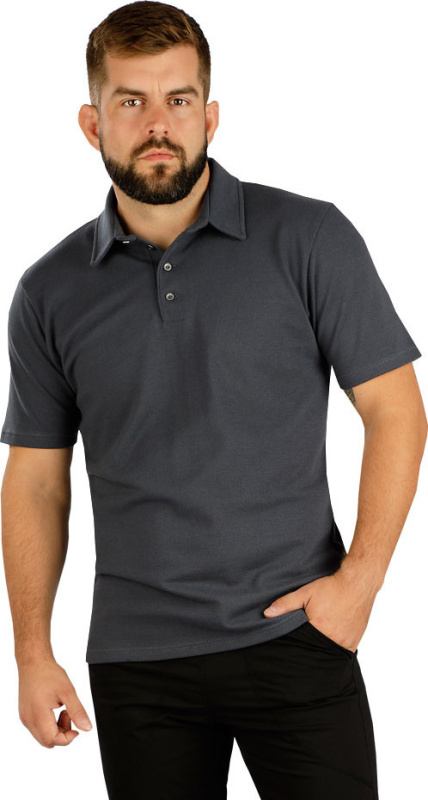 Pánské bavlněné polo triko LITEX s krátkým rukávem šedé Barva: tmavě šedá, Velikost: XL