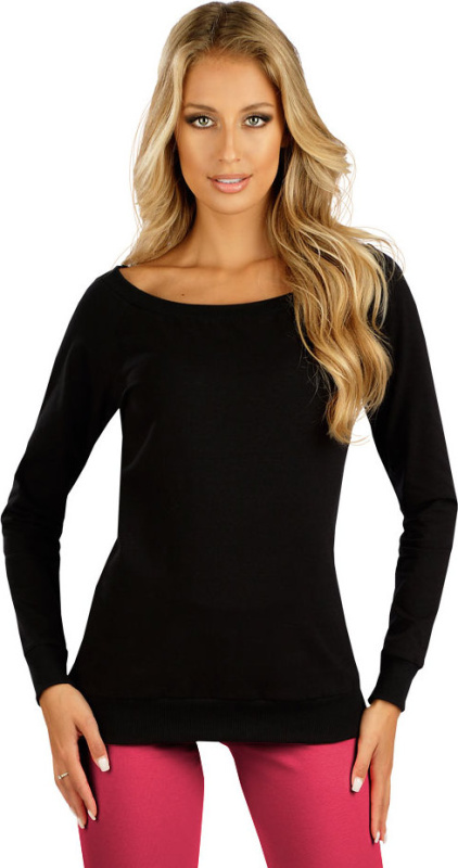 Dámské bavlněné triko LITEX s dlouhým rukávem černé Barva: černá, Velikost: XL