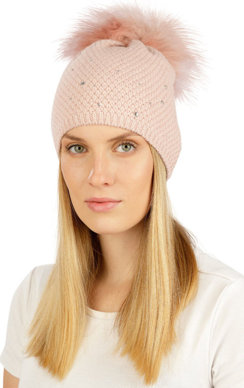 Dámská čepice LITEX s bambulí růžová Velikost: UNI