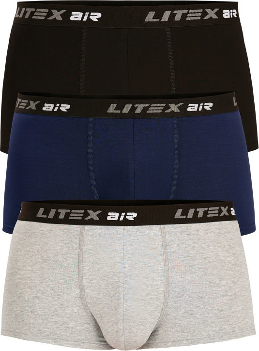 Pánské boxerky LITEX 1ks modré/šedé/černé Barva: světle šedé melé, Velikost: XL