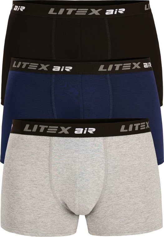Pánské boxerky LITEX 1ks modré/šedé/černé Barva: světle šedé melé, Velikost: M