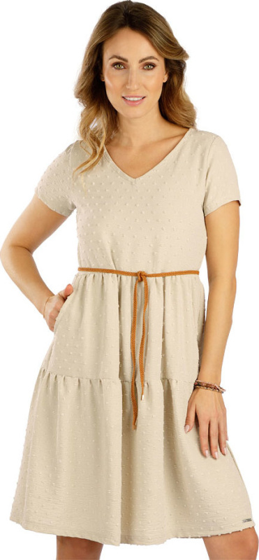 Dámské šaty LITEX s krátkým rukávem hnědé Barva: béžová, Velikost: S