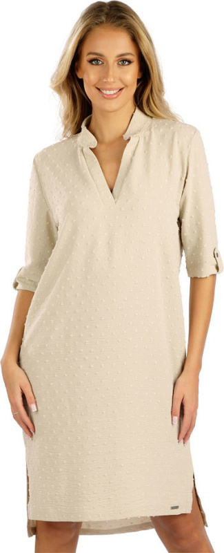 Dámské šaty LITEX s krátkým rukávem hnědé Barva: béžová, Velikost: S