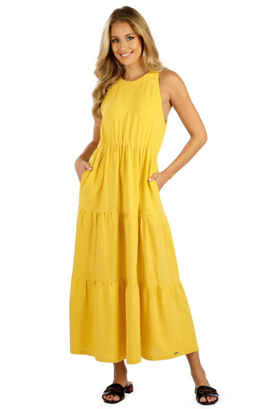 Dámské šaty LITEX bez rukávu žluté Barva: 106, Velikost: S