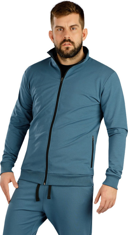 Pánská bavlněná mikina LITEX na zip modrá Barva: petrolejová, Velikost: XL