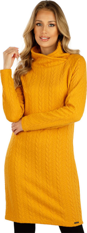 Dámské mikinové šaty LITEX s dlouhým rukávem žluté Barva: 189, Velikost: M