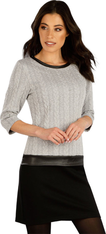 Dámské šaty LITEX s 3/4 rukávem šedé Barva: světle šedá, Velikost: XL