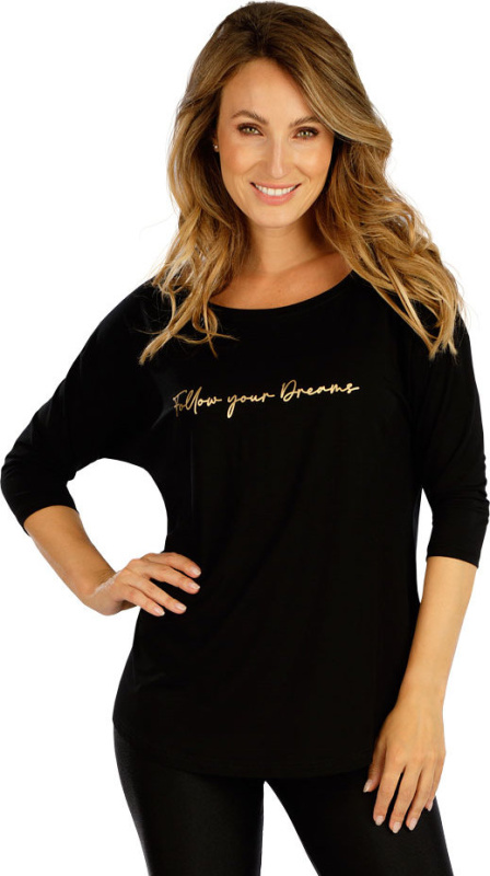 Dámské triko LITEX s 3/4 rukávem černé Barva: černá, Velikost: M