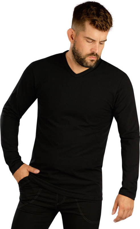 Pánské bavlněné triko LITEX s dlouhým rukávem černé Barva: černá, Velikost: XL