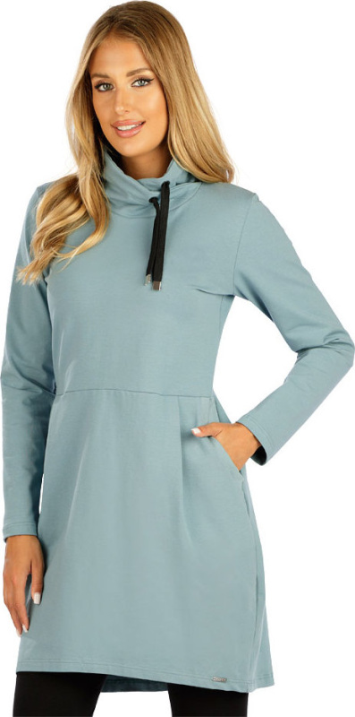 Dámské mikinové šaty LITEX s dlouhým rukávem zelené Barva: šedozelená, Velikost: S