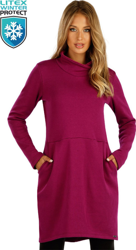 Dámské mikinové šaty LITEX s dlouhým rukávem vínové Barva: 323, Velikost: S