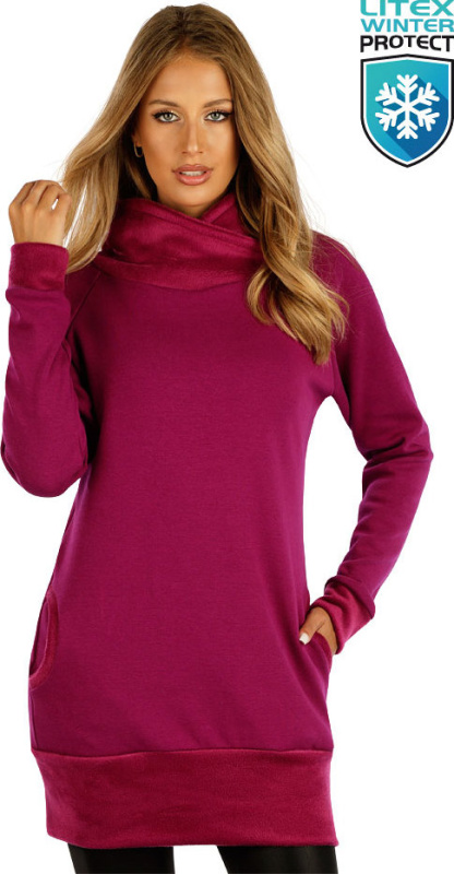 Dámské mikinové šaty LITEX s dlouhým rukávem vínové Barva: 323, Velikost: XL