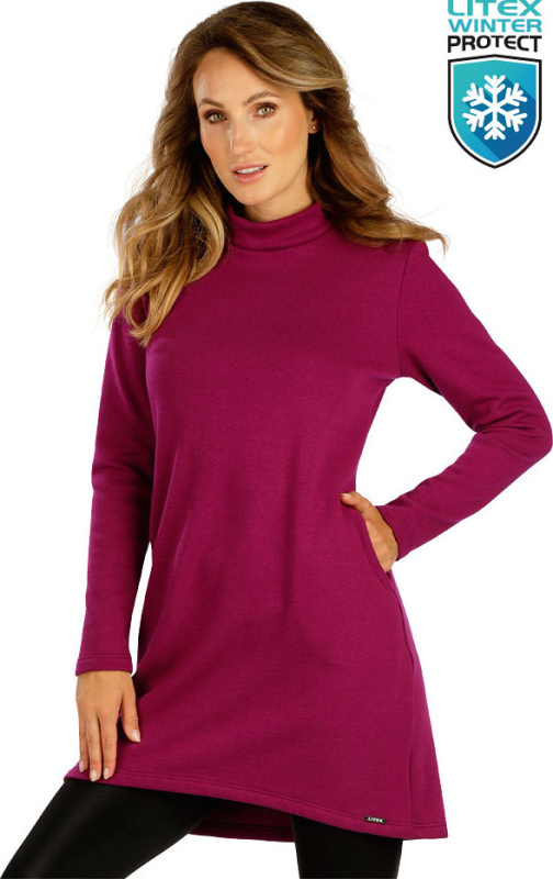 Dámské mikinové šaty LITEX s dlouhým rukávem fialové Barva: 323, Velikost: S