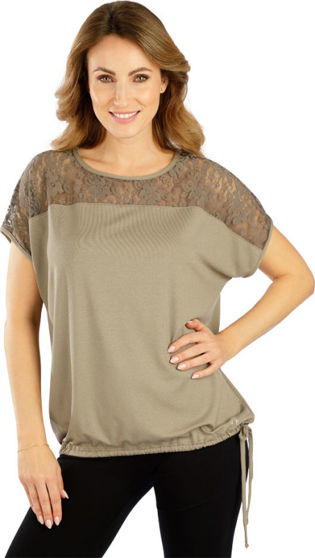 Dámské triko LITEX s krátkým rukávem hnědé Barva: béžovošedá, Velikost: M