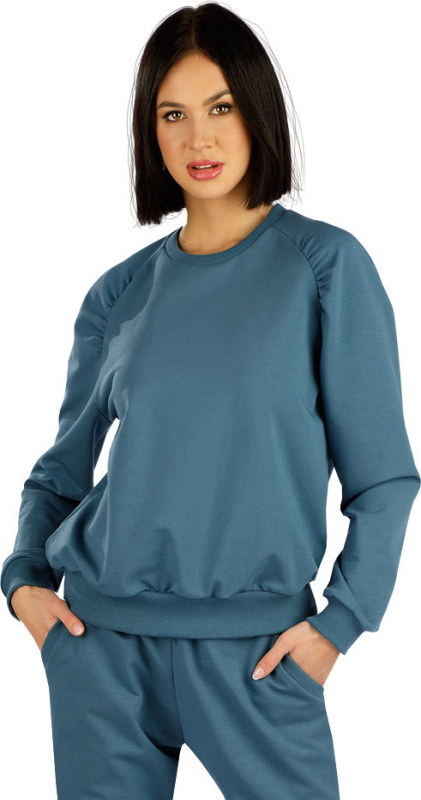 Dámská bavlněná mikina LITEX s dlouhým rukávem modré Barva: petrolejová, Velikost: M