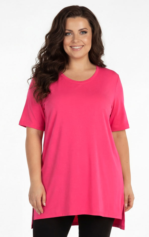 Dámská tunika LITEX pro plnoštíhlé PLUS SIZE růžová Barva: jahodová, Velikost: XL