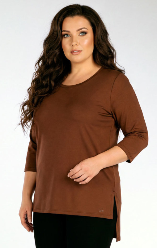 Dámská tunika pro plnoštíhlé plus size 7g049 litex hnědá  xl