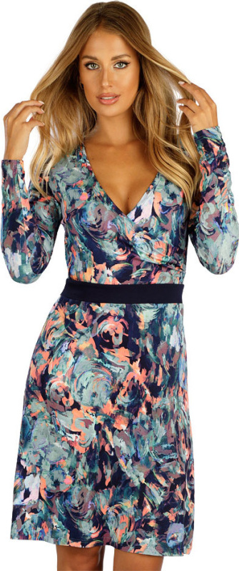 Dámské šaty LITEX s dlouhým rukávem modré Velikost: S