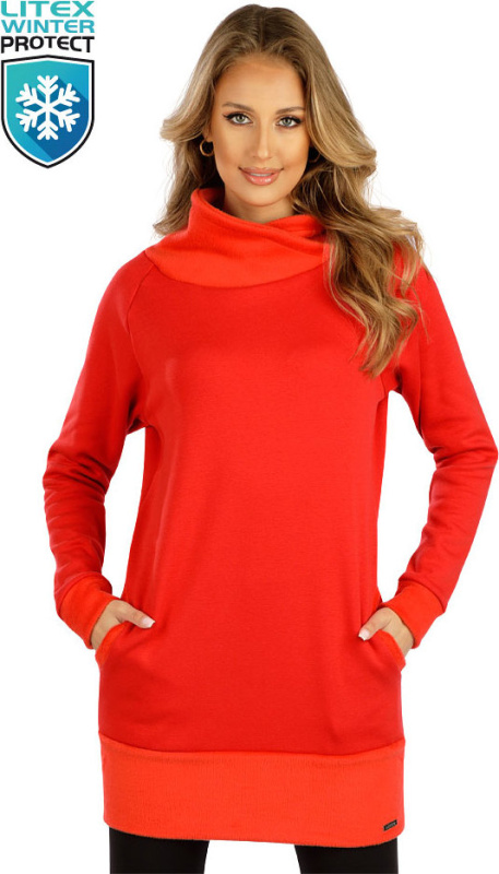 Dámské mikinové šaty LITEX s dlouhým rukávem červené Barva: červená, Velikost: L