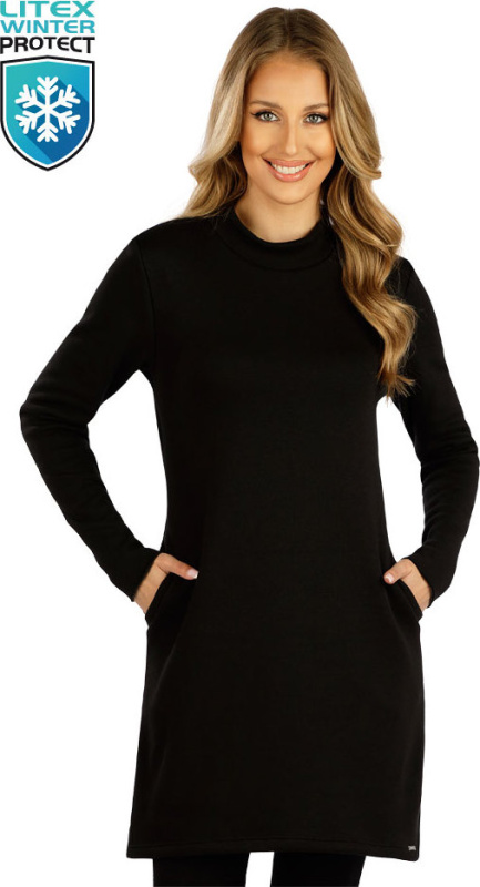 Dámské mikinové šaty LITEX s dlouhým rukávem černé Barva: černá, Velikost: XL
