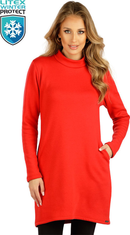 Dámské mikinové šaty LITEX s dlouhým rukávem červené Barva: červená, Velikost: M