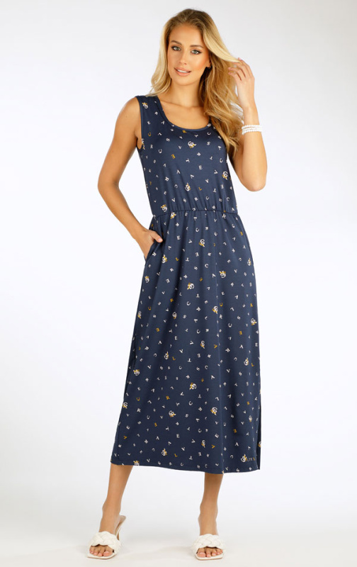 Dámské šaty LITEX dlouhé bez rukávu modré Velikost: S